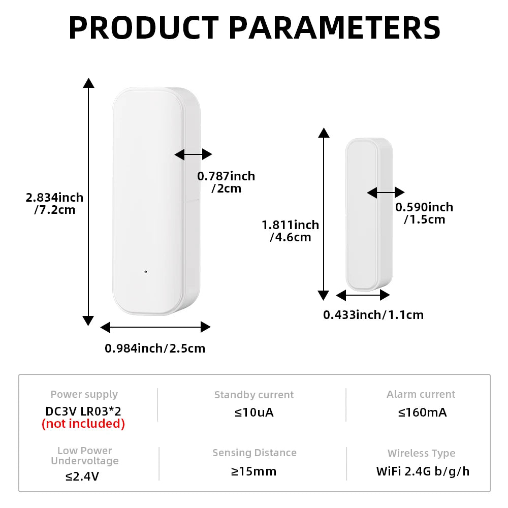 WiFi or Zigbee Window Door Sensor Tuya Smart Home Security Alarm System Voice Control Via Alexa Google Home Smart