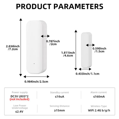 WiFi or Zigbee Window Door Sensor Tuya Smart Home Security Alarm System Voice Control Via Alexa Google Home Smart