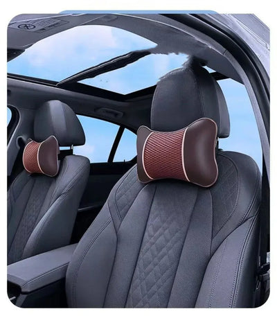 Car Universal Seat Headrest Double Side Pu Leather Neck Memory Pillow Head Support Protector Cushion Auto Travel Accessories