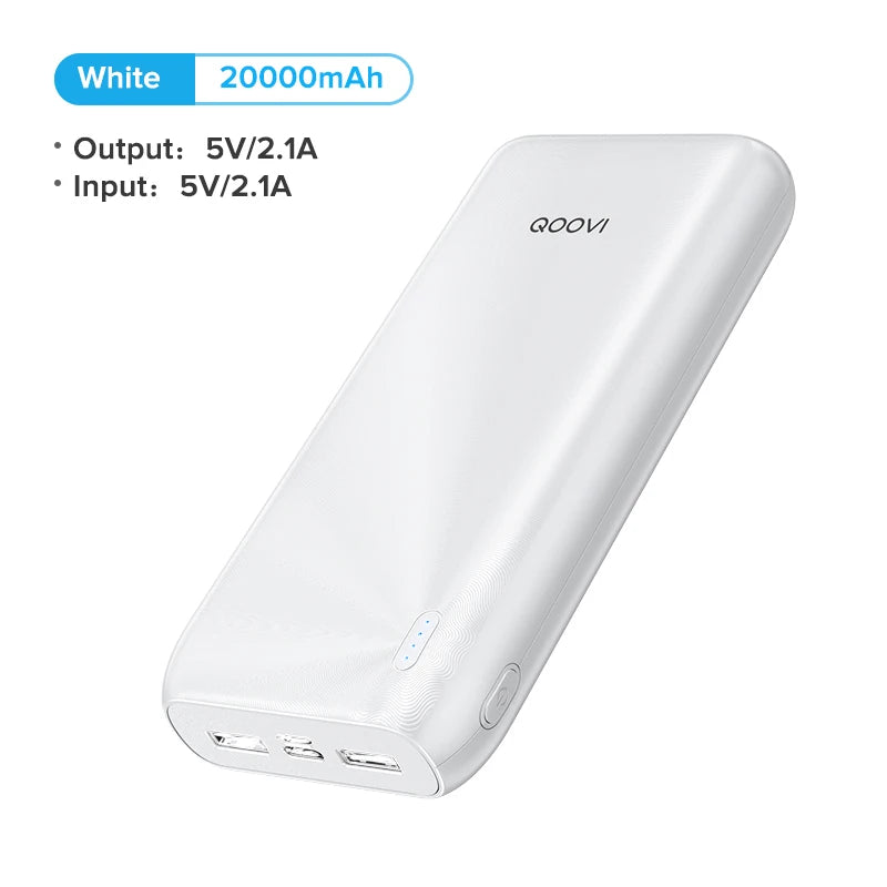 QOOVI 20000mAh Power Bank Ultra-thin Portable Charger For iPhone 15 Xiaomi Samsung Huawei External Battery 10000 mAh PowerBank