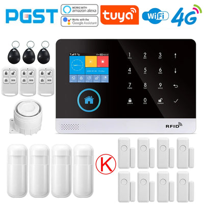 PGST-103 Graffiti Alarm System, 4G Secure Home WiFi Smart Home Alarm, Wireless Security System Device, Controlled by Smart Life