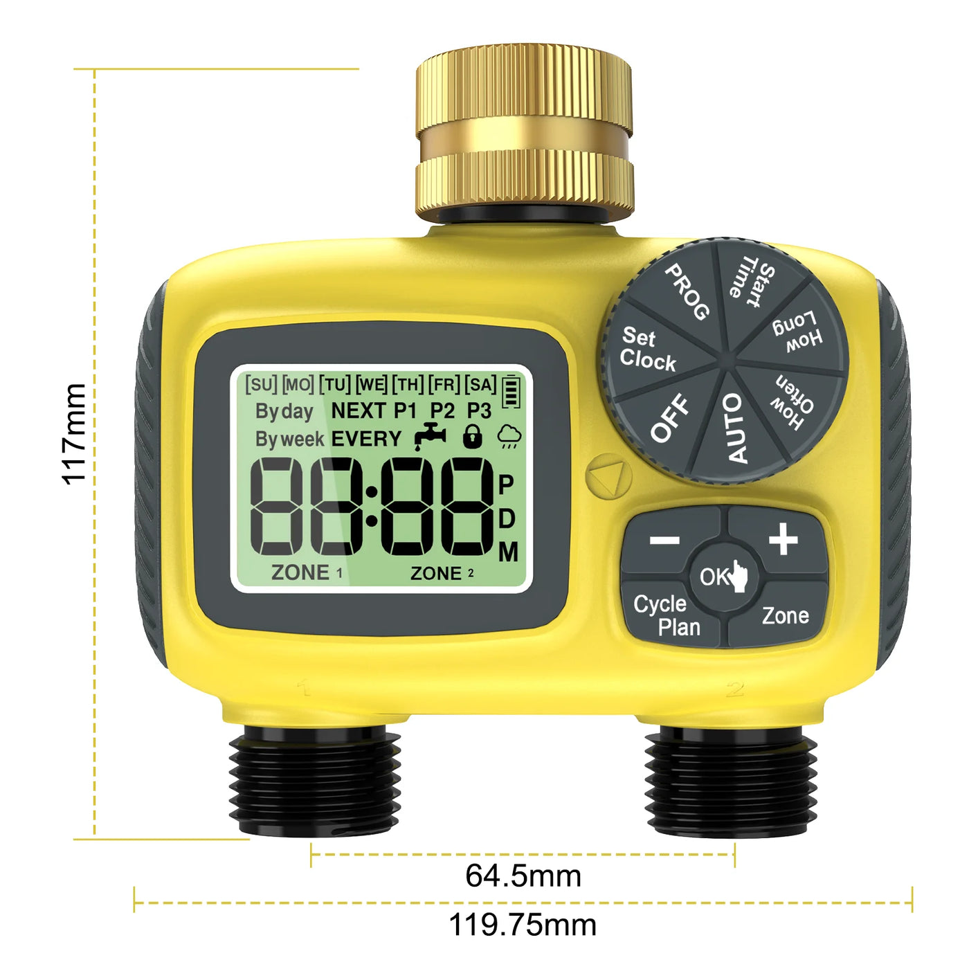 Haozee Smart Water Timer Intelligent 1/2/3-Outlet Irrigation Watering System Sprinkler Timer Garden Programmer IPX7 LCD Display