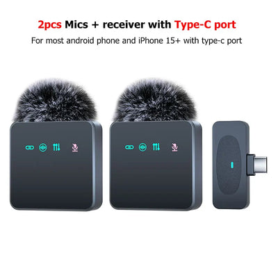 Professional Wireless Lavalier Microphone with Noise Reduction Recording Mute Function Cell Phone Portable Audio Video Live MIC