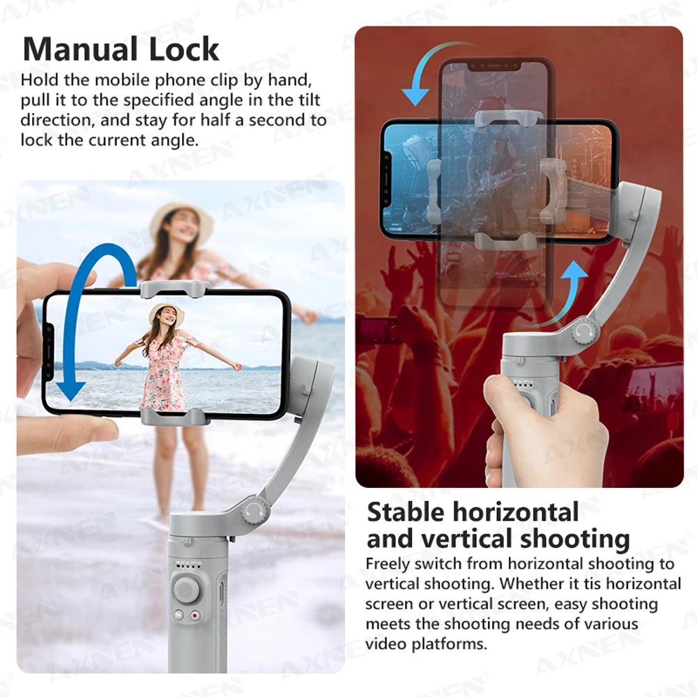 HQ3 Handheld Vlog Stabilizer 3-Axis Gimbal Video Record Self Anti Shake Phone Holder for Smartphone Tiktok live Photography Kit