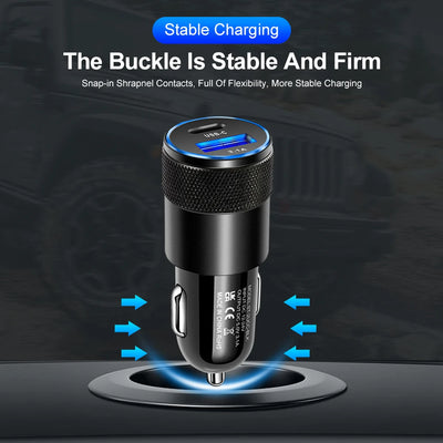66W USB Car Charger Quick Charge 3.0 USB Type C Fast Charging Phone Adapter For Iphone Laptops Tablets