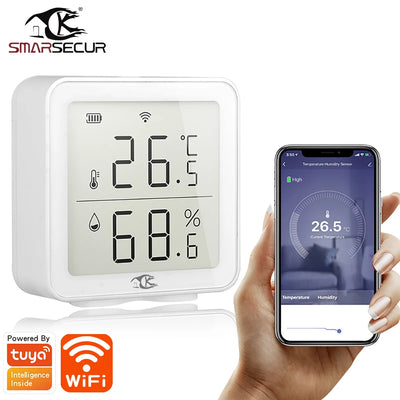 Smarsecur Smart Home Tuya WiFi Temperature Humidity High Accuracy T&H Sensor with Display