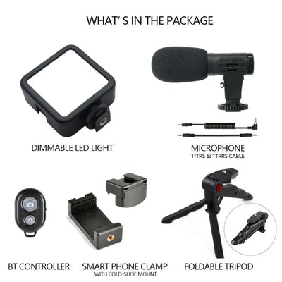 Portable Vlogging Kit Video with Tripod Bluetooth Control for SLR Camera Smartphone Youtube Photography Light Stand Microphone
