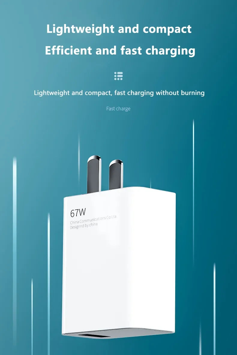 For Xiaomi Original 67W USB Super Fast Charger Power Adapter Mi 12 11 6A Type C Cable POCO X5 X4 Pro Redmi Note 9 10 11 Charging