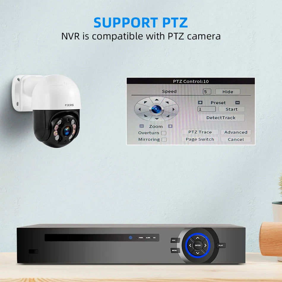 Fuers H.265 4CH POE DIY System Video Surveillance Security System Kit  Camera Surveillance CCTV Face Audio Video Recorder