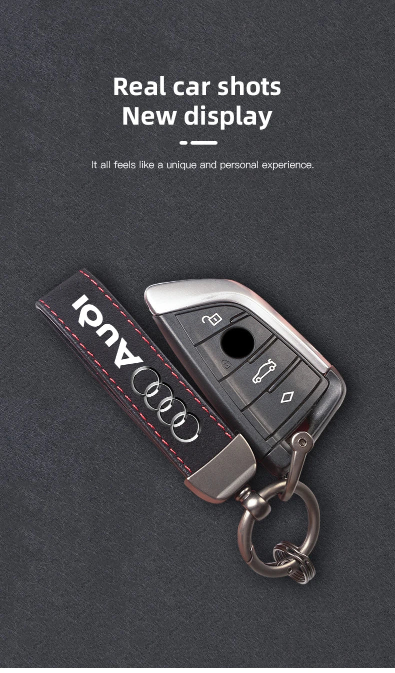 1Pcs Car Styling Keychain Ring Suede Key Accessories For Audi Sline A1 A3 A4 A5 A6 A7 A8 Q2 Q3 Q5 Q7 Q8 TTS B6 B8 C5 B9 S1 S5 S7