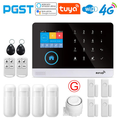 PGST-103 Graffiti Alarm System, 4G Secure Home WiFi Smart Home Alarm, Wireless Security System Device, Controlled by Smart Life