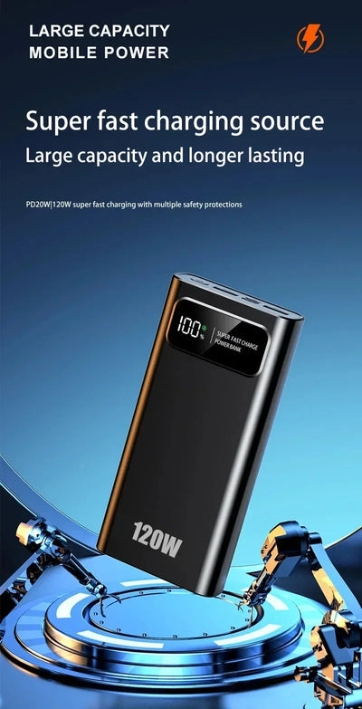 Xiaomi Power Bank 200000mAh 120W Super Fast Charging Battery High Capacity Digital Display Power Bank For iPhone Samsung Huawei