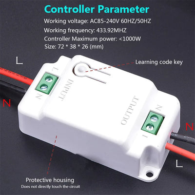 1/2/3 gang 433Mhz smart push Wireless Switch Light RF Remote Control 110V 220V Receiver home Wall button Ceiling Lamp