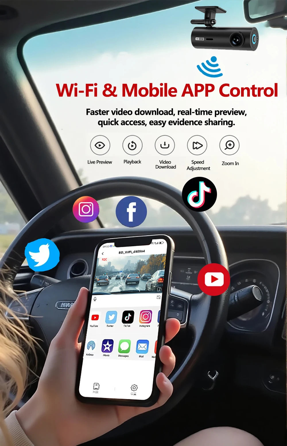 Dash Cam auto 4K WiFi Front Camera Mini Car DVR Video Recorders Night Vision 24H Parking Monitor surveillance Recording camera
