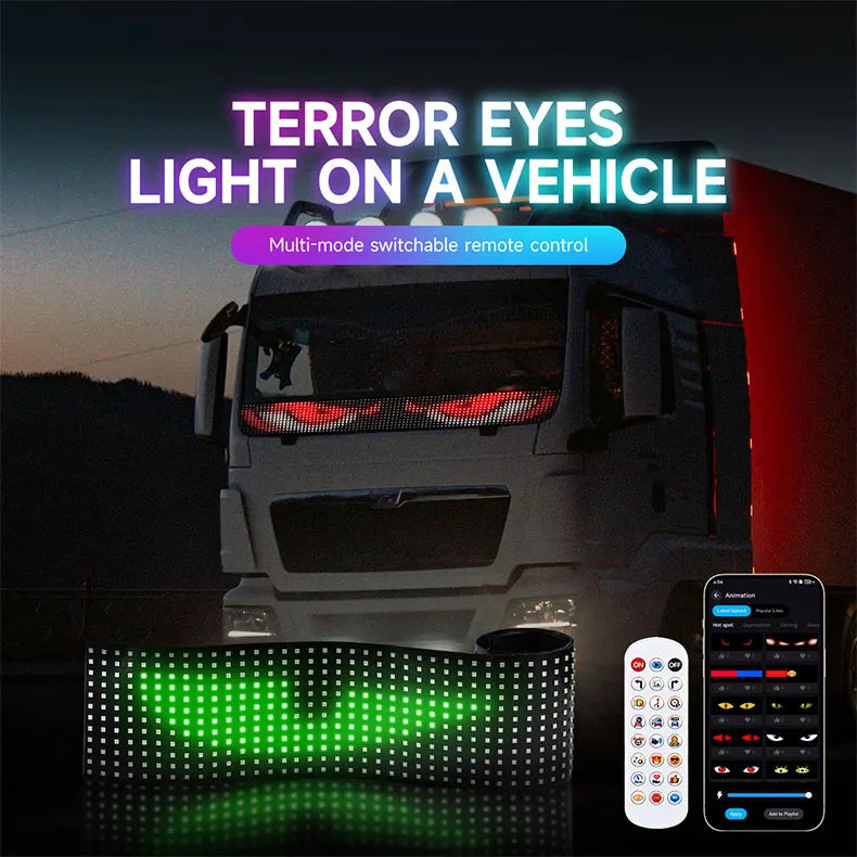 Large APP Truck Car Devil Eye LED Pixel Panel Light Remote Music Control Custom Text Lighting Scrolling For Board Windshield