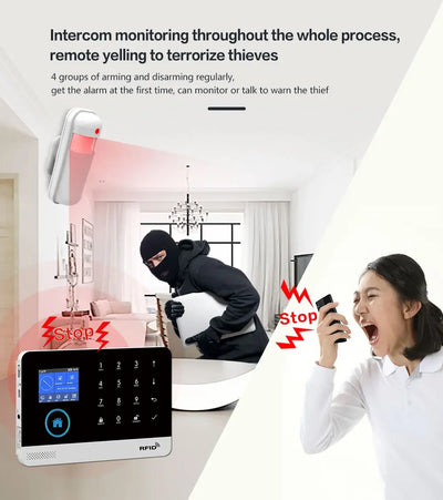 PGST-103 Graffiti Alarm System, 4G Secure Home WiFi Smart Home Alarm, Wireless Security System Device, Controlled by Smart Life
