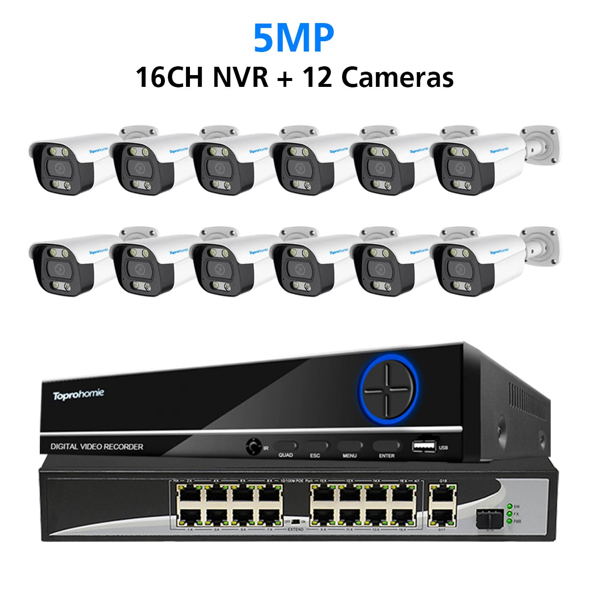 16CH 4K 8MP H.265 POE NVR CCTV Security Camera System with 5MP Audio Record IP66 Outdoor Waterproof IP Camera Video Surveillance