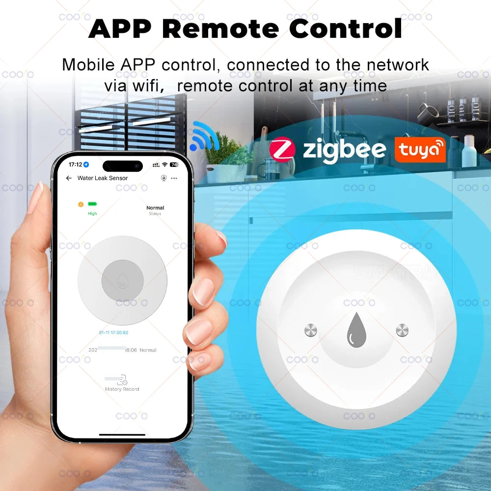 Ewelink Zigbee Smart Water Sensor Flood Leak Detector Remote Monitoring for Kitchen/Bathroom Support Home Assistant Zigbee2mqtt