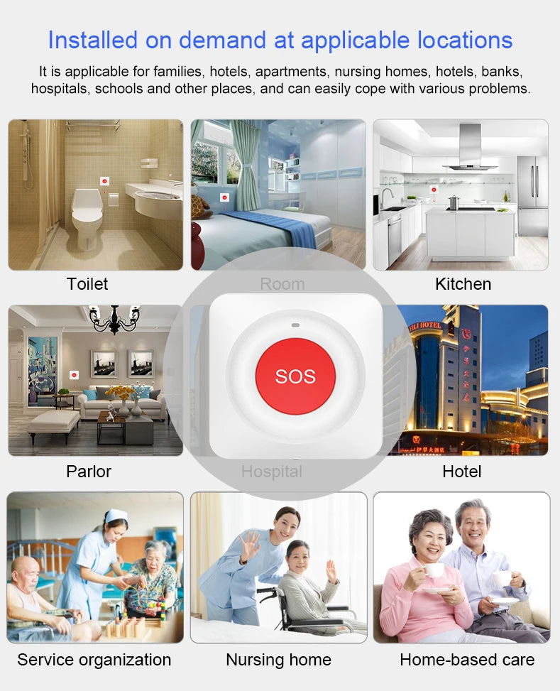 Tuya Smart Wireless SOS Emergency Call Button WiFi/Zigbee Button for Elderly Children Patients Safety Alert and Assistance